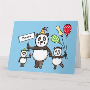 Personalisierter Panda Party Kid's Geburtstag Karte