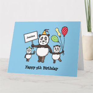 Personalisierter Panda Party Kid's Geburtstag Karte