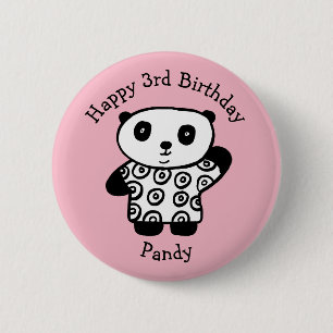 Personalisierter Pandy der Panda Frohen Geburtstag Button