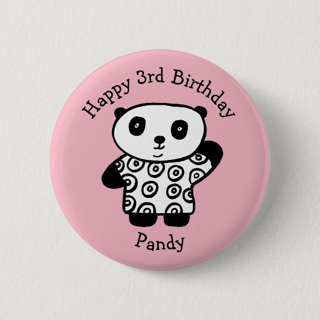 Personalisierter Pandy der Panda Frohen Geburtstag Button (Vorderseite)