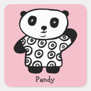 Personalisierter Pandy der Panda Quadratischer Aufkleber