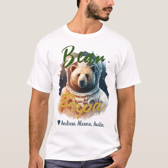 Personalisierter Papa-Bär Einfache Chic-Namen Astr T-Shirt (Vorderseite)