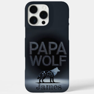 Personalisierter Papa Wolf Natur-Silhouette iPhone 16 Pro Max Hülle