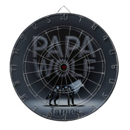 Personalisierter Papa Wolf Natur-Silhouette Dartscheibe
