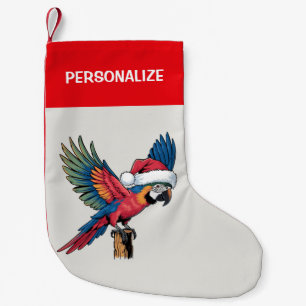 Personalisierter Papagei mit Weihnachtsmannmütze W Kleiner Weihnachtsstrumpf