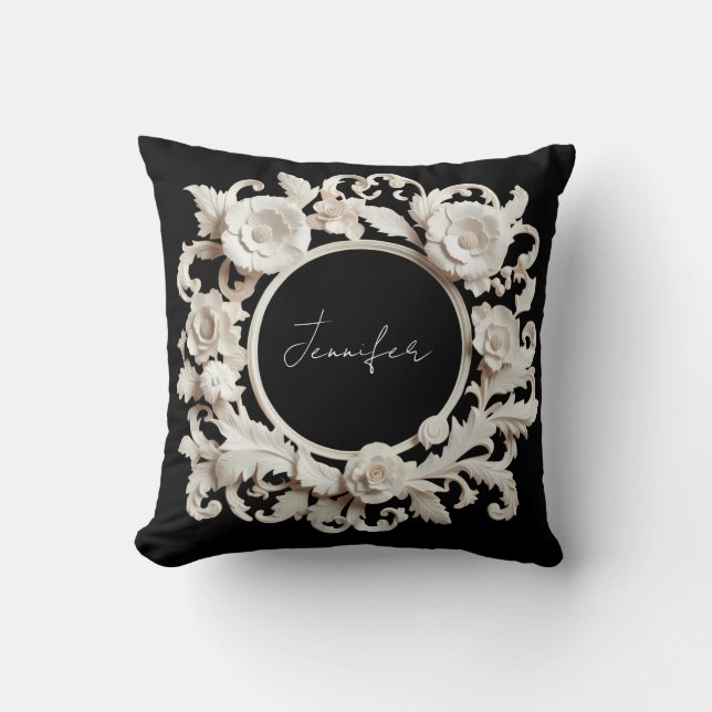 personalisierter Papierblumenrahmen Kissen (Vorderseite)