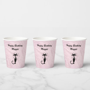 Personalisierter Papiertopf für die Katze, rosa R Pappbecher