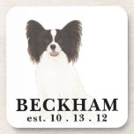 Personalisierter Papillenhund Getränkeuntersetzer<br><div class="desc">Ich bin in Liebe mit dieser wunderschön detaillierten Aquarellbild eines schwarz-weißen Papillons! Personalisieren Sie diese mit Ihrem Namen oder Monogramm und ändern Sie sogar die Hintergrundfarbe, um Ihre Einrichtung zu ergänzen! Bestellen Sie die Erholung meiner Kollektion für die süßeste Hauswärmung, Brautparty, Lehrerin, Schwiegermutter, Ehemann, Freund, Geheimsanta oder harte Geschenke zum...</div>