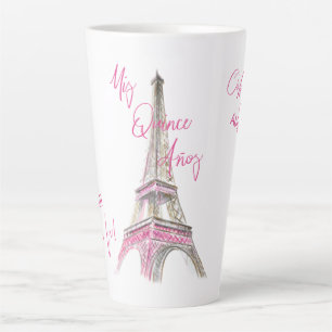 Personalisierter Paris Eiffelturm Mis Quince Años Milchtasse