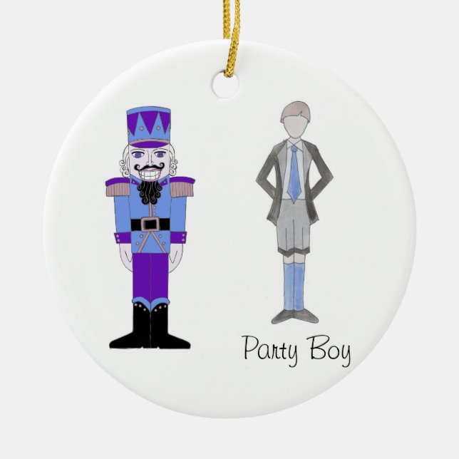Personalisierter Party Boy Nutcracker Keramik Ornament (Vorne)