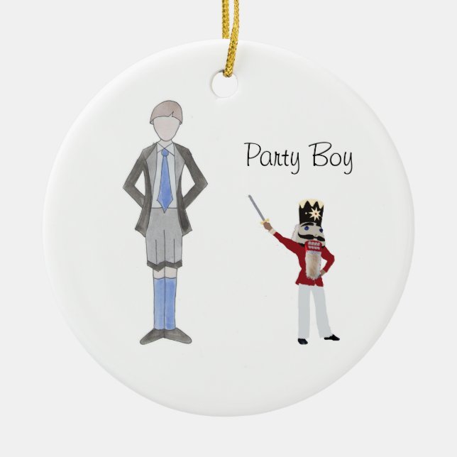 Personalisierter Party Boy Nutcracker Keramik Ornament (Vorne)