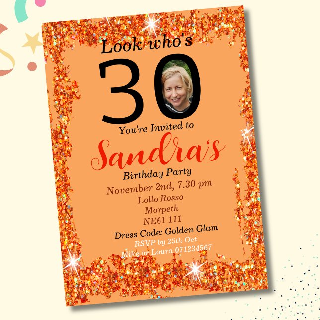 Personalisierter Party Einladung-Glamour zum 30. G Einladung (Von Creator hochgeladen)