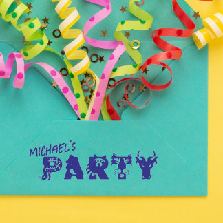 Personalisierter Party-Tier-Einladungsstempel aus Permastempel