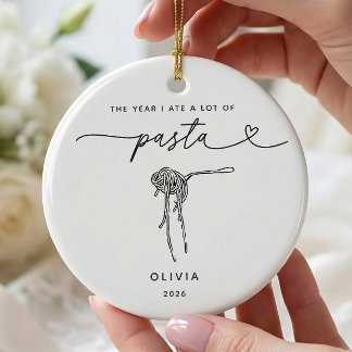 Personalisierter Pasta-Liebhaber-Weihnachtsbaumsch Keramik Ornament