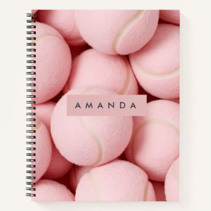 Personalisierter Pastell-Chic-Rosa-Tennisball Notizbuch