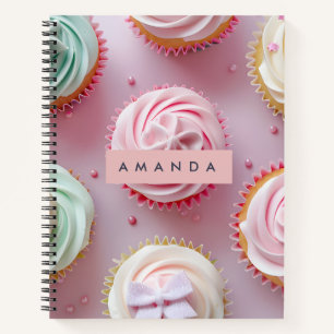 Personalisierter Pastell-Cupcake-Swirbel Notizbuch