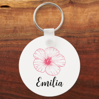 Personalisierter Pastell Federpink desi Hibiskus Schlüsselanhänger