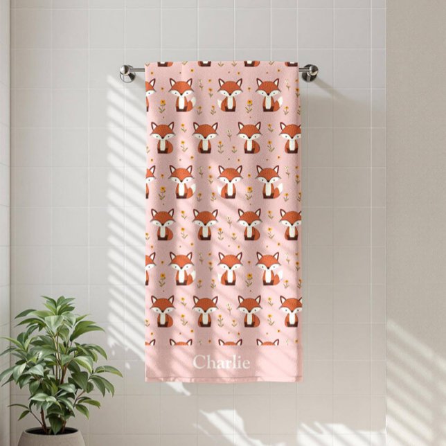 Personalisierter Pastell-Fuchs Kids Badehandtuch (Von Creator hochgeladen)