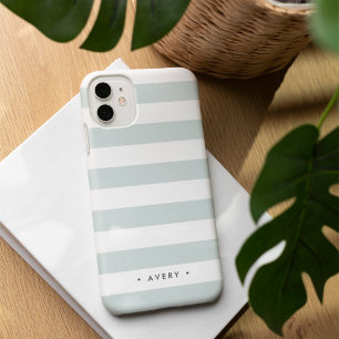 Personalisierter Pastell-Mint-Streifen iPhone 16 Hülle