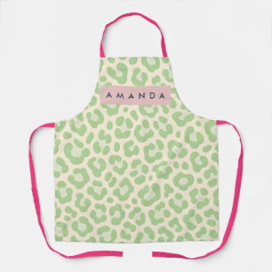 Personalisierter Pastell-Mintgrüner Leopardenprint Schürze