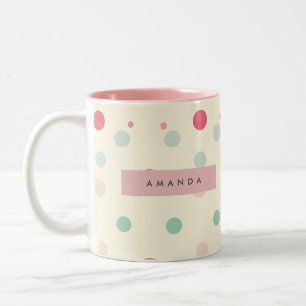 Personalisierter Pastell-Polka-Dot-Stil Zweifarbige Tasse