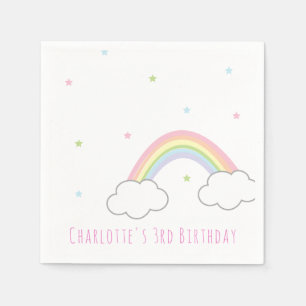 Personalisierter Pastell Rainbow Cake Geburtstag Serviette