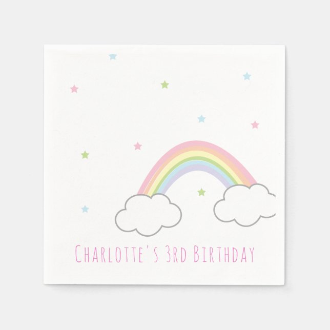 Personalisierter Pastell Rainbow Cake Geburtstag Serviette (Vorderseite)