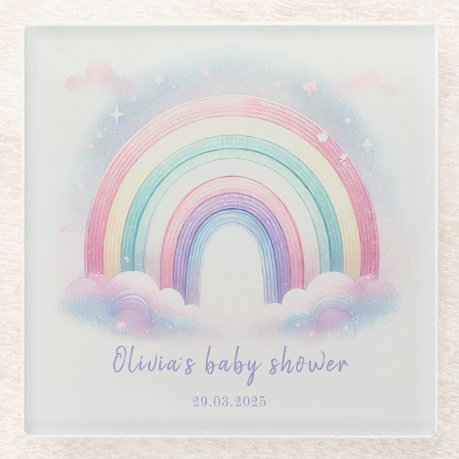 Personalisierter Pastell Rainbow Untersetzer (Vorderseite)