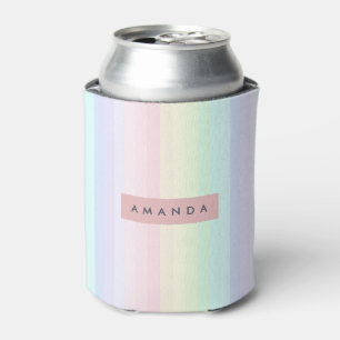 Personalisierter Pastell-Regenbogen-Streifen Dosenkühler