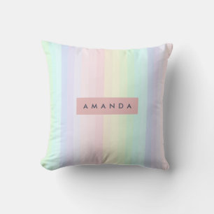 Personalisierter Pastell-Regenbogen-Streifen Kissen