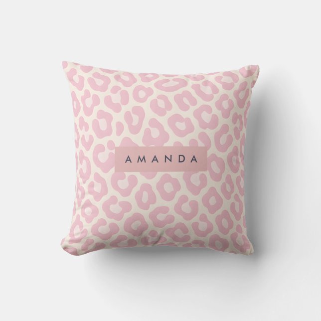 Personalisierter Pastell-Rosa Leopardenprint Kissen (Vorderseite)