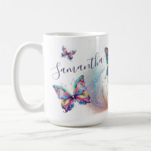 Personalisierter Pastell-Schmetterlings-Kunst-Kaff Kaffeetasse