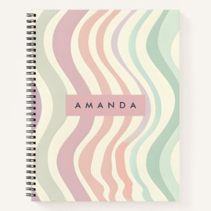 Personalisierter Pastell-Wellig-Streifen-Stil Notizbuch