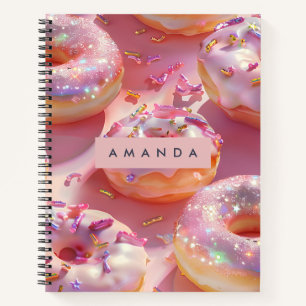 Personalisierter pastellfarbener glitzernder rosa notizbuch