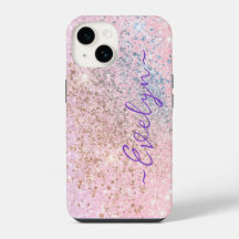 Personalisierter pastellrosa-blauer Glitter