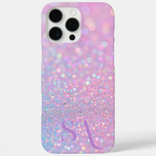 Personalisierter Pastellrosa-Glitzer - Initialen iPhone 16 Pro Max Hülle