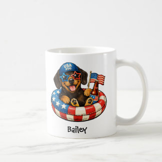 Personalisierter patriotischer 4. Juli Dachshund-B Kaffeetasse