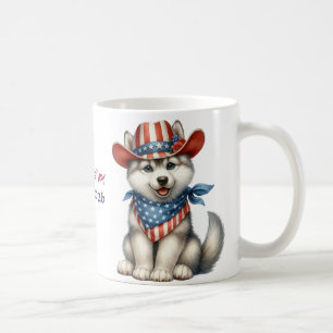 Personalisierter Patriotischer 4. Juli Siberian Hu Kaffeetasse