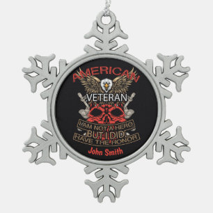 Personalisierter Patriotischer Amerikaner Schneeflocken Zinn-Ornament