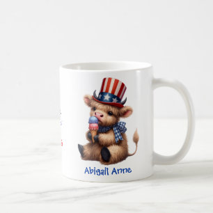 Personalisierter patriotischer Baby-Hochlandkuh-Ka Kaffeetasse