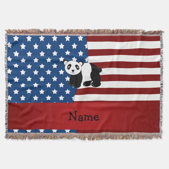 Personalisierter patriotischer Namenspanda Decke (Vorderseite)
