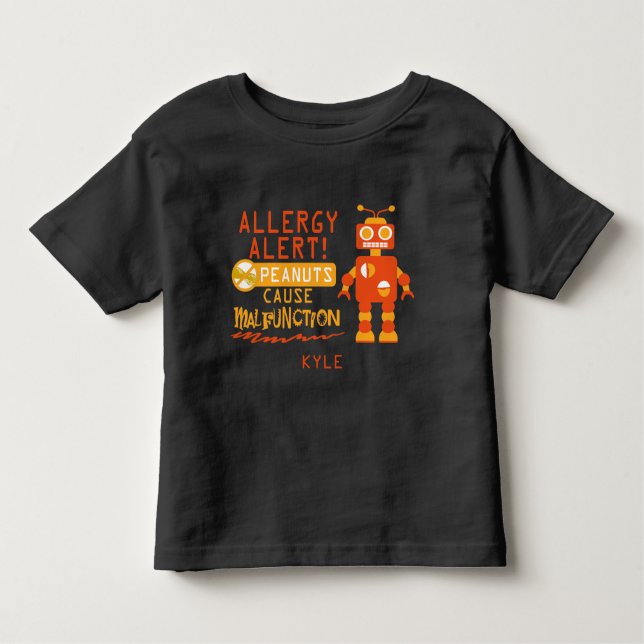 Personalisierter Peanut Allergie Alert Orange Robo Kleinkind T-shirt (Vorderseite)
