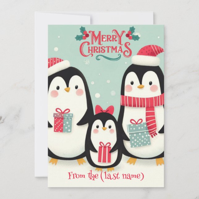 Personalisierter Penguin Frohe Weihnachten (Vorderseite)