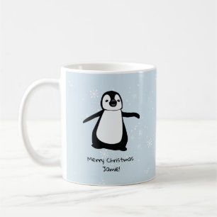 Personalisierter Penguin-Weihnachtsschnee Kaffeetasse