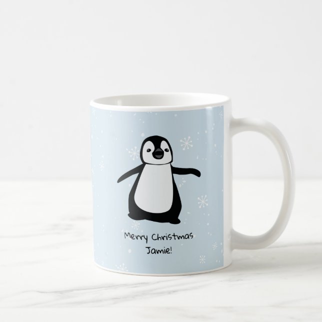 Personalisierter Penguin Weihnachtsschnee Kaffeetasse (Rechts)