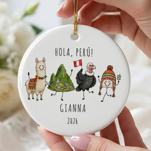 Personalisierter Peru Urlaubsschmuck Keramik Ornament