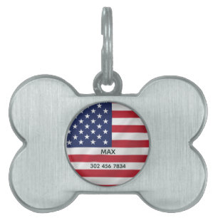 Personalisierter Pet Name American Flag Patriotic Tiermarke