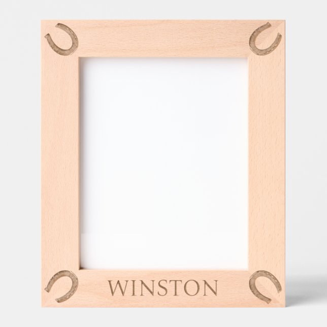 Personalisierter Pferdename Pferdehufe Geätzte Rahmen (Vorderseite)