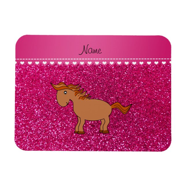 Personalisierter Pferdenebel mit heißen rosa Glitz Magnet (Horizontal)