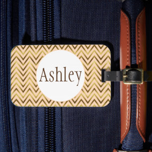 Personalisierter Pfirsich und Zickzack Streifen Gepäckanhänger